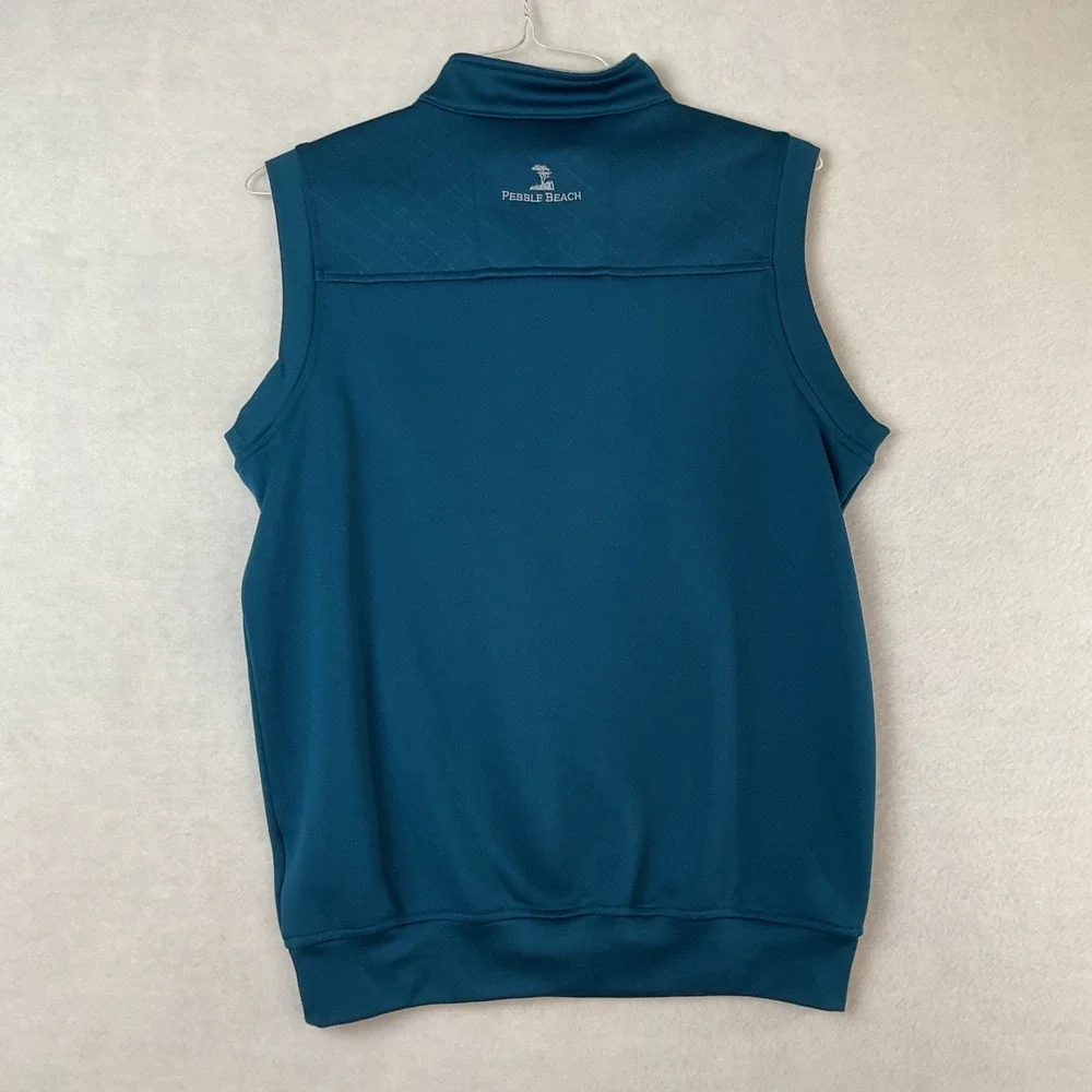 Pebble Beach Performance Mens Teal Blue Quarter Zip Golf Vest Size Small